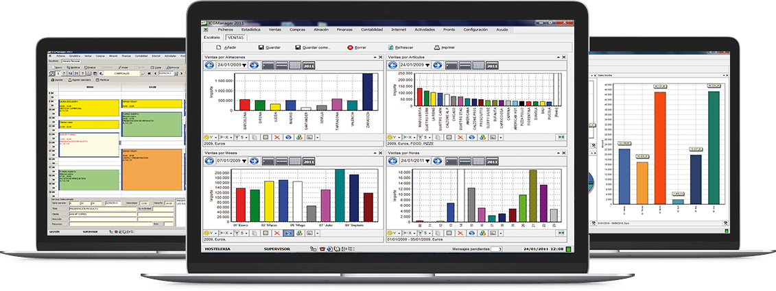 Portatiles y ordenadores funcionando con software ICG Manger