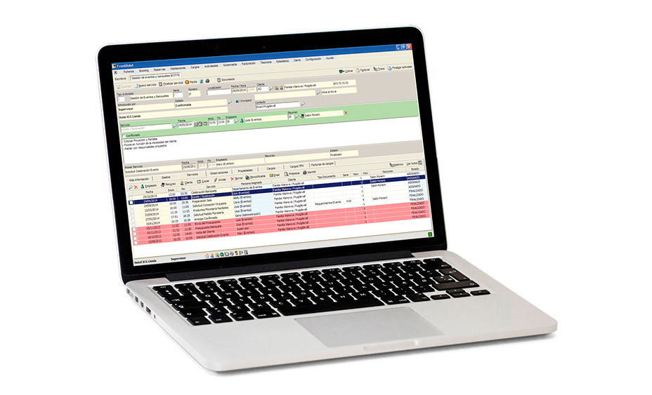 Portatil funcionando con el software PMS de ICG